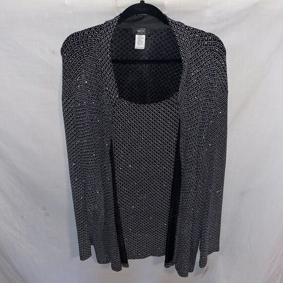 MSK Women’s Pullover Dressy Top Size 5XL Black Silver Sparkle Going out NWT - Picture 1 of 13